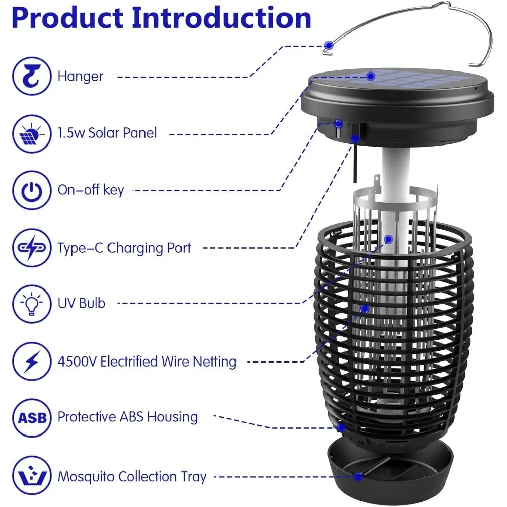 AISITINH Solar Bug Zapper 2 in 1 Mosquito Killer Lamp