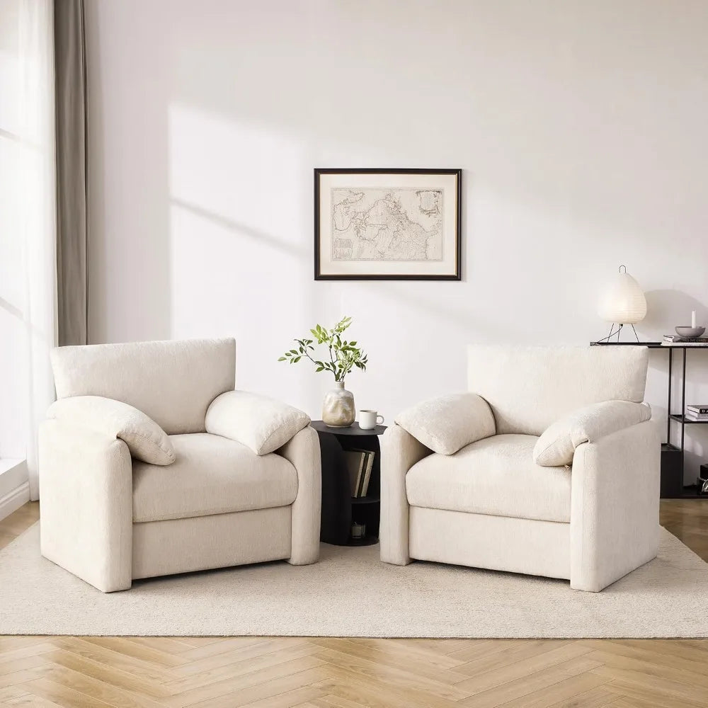 Chenille Oversized Armchair 38.6 Inch Wide Accent Chairs for Living Room and Bedroom Modern Lounge Chair Upholstered Mid Century