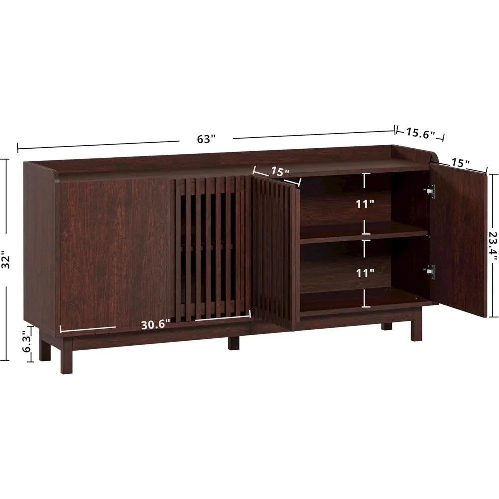 DAFIFY Buffet Storage Cabinet With Grille Doors And Adjustable Shelves