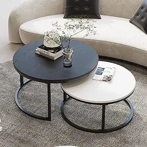 Modern Round Nesting Coffee Tables Set Of 2 For Living Room