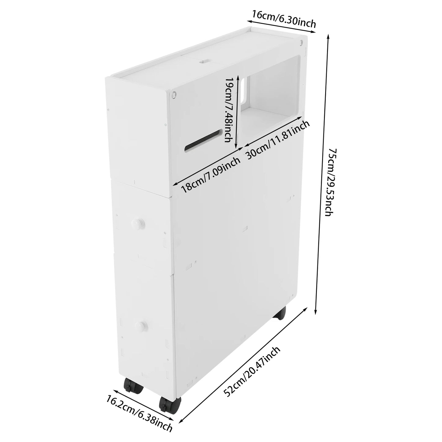 Modern Rectangular Bathroom Storage Cabinet with Drawers