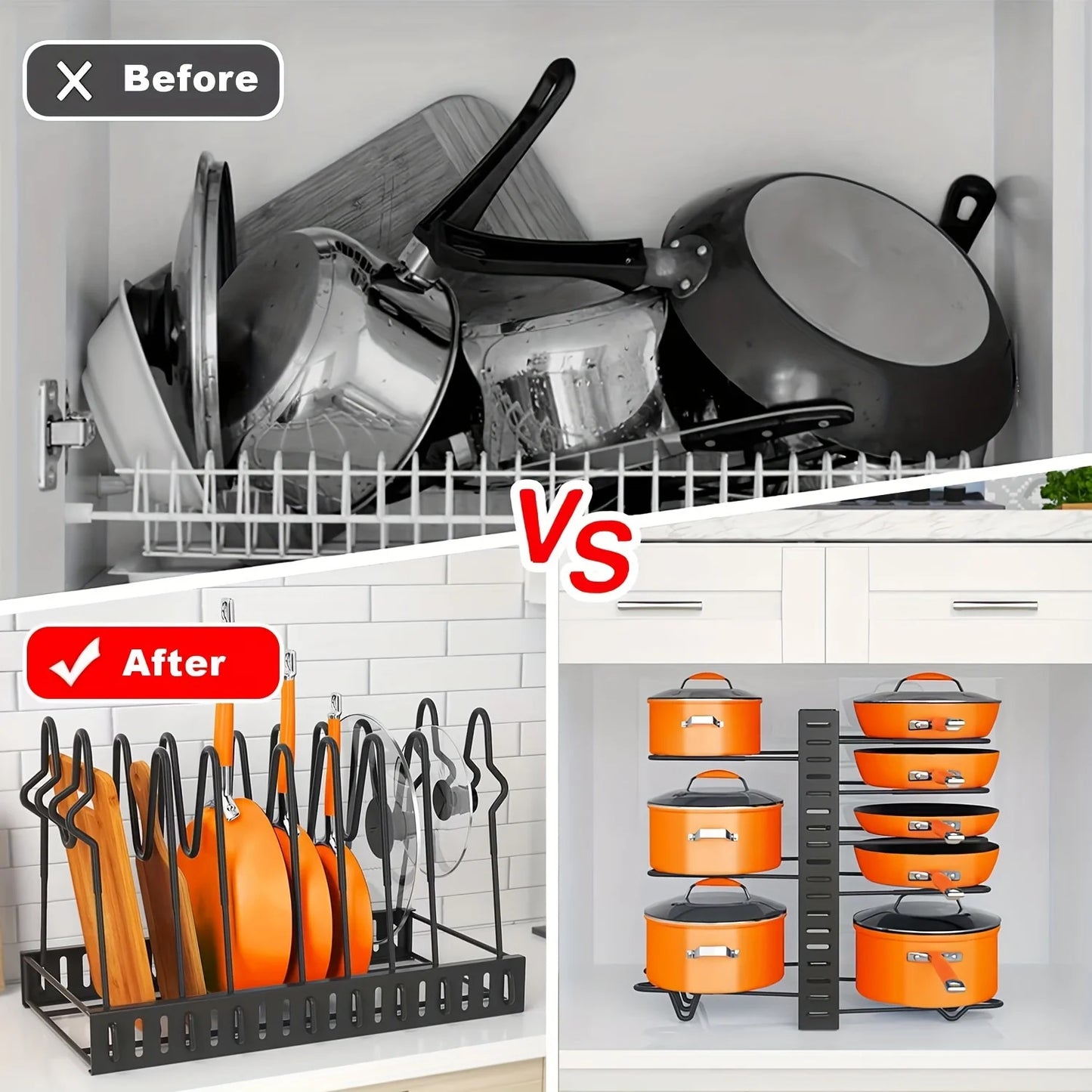 2 Pack Pot Rack Organizers for Kitchen Storage Rack