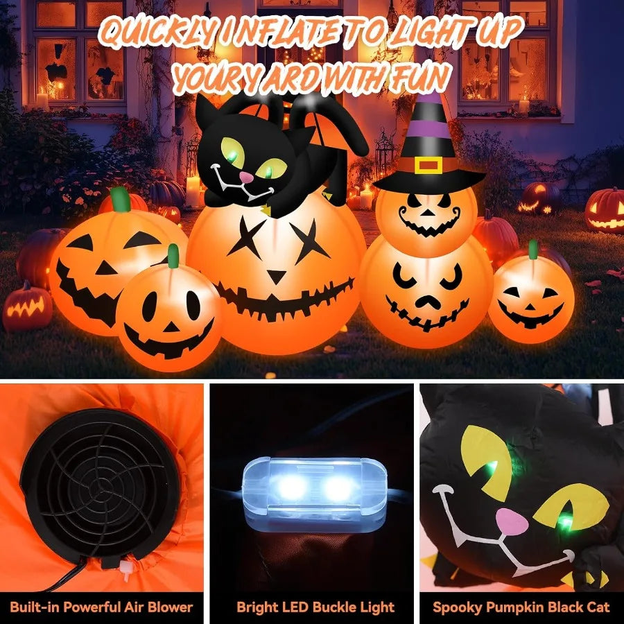 Hign-concerned Halloween Inflatable Pumpkin Cat Witch Hat