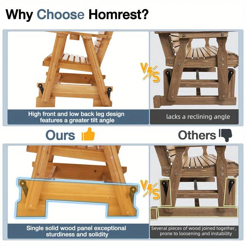 Erommy Outdoor Glider Bench With Cup Holders Patio Chair