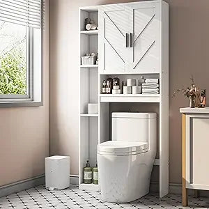Over the Toilet Cabinet With Seven Shelves and Paper Stand