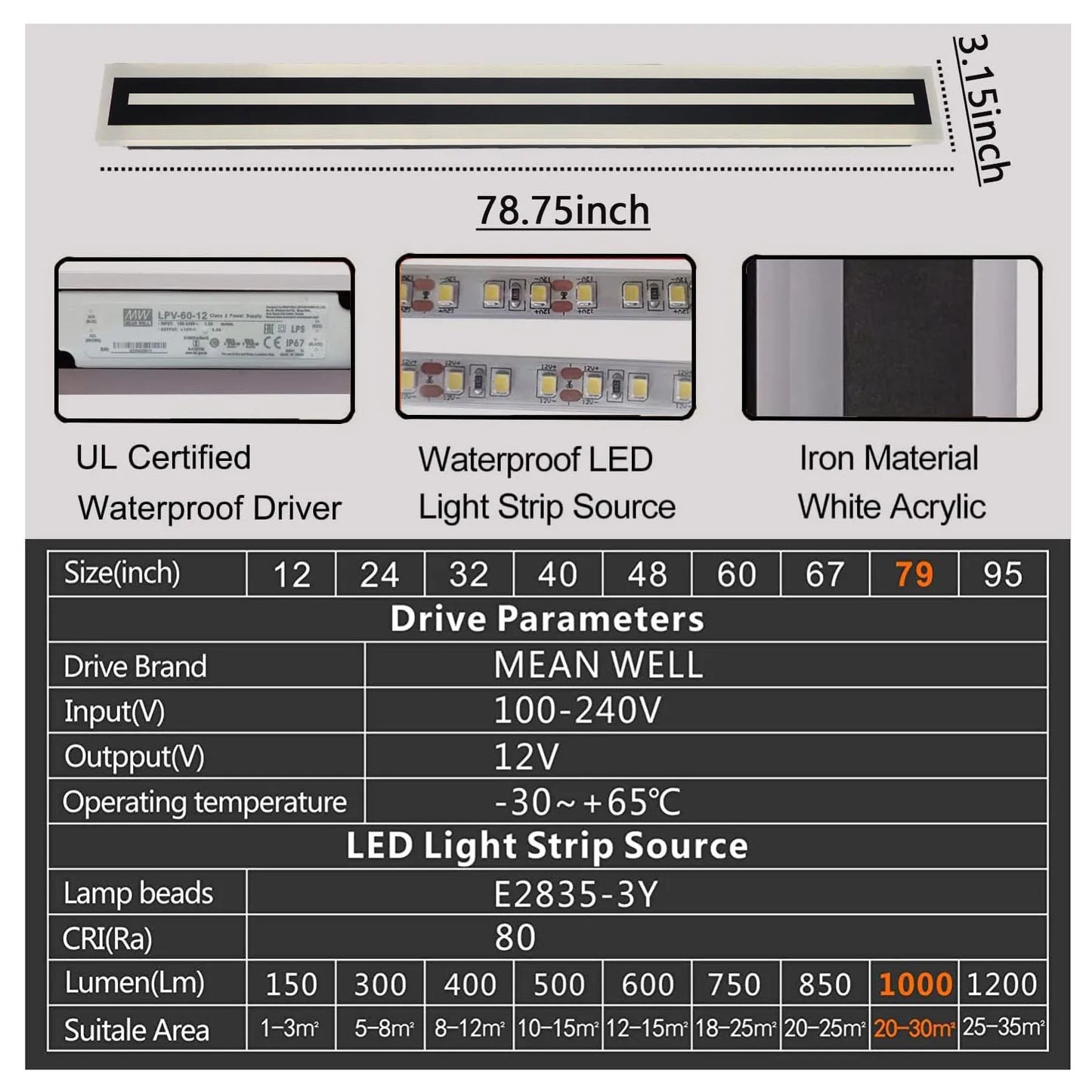 Outdoor Long Strip Modern LED Wall Lighting Fixture Lamps