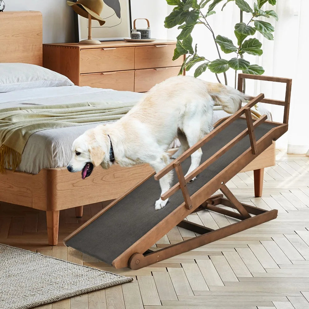 Dog Door Adjustable Folding Ramp For Bed And Car Use