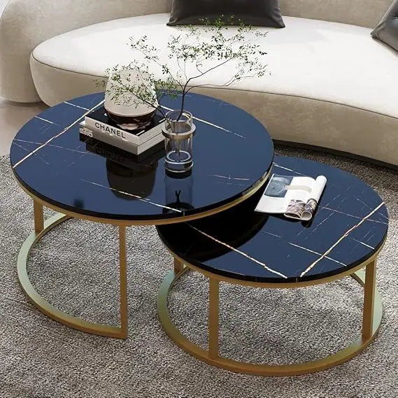 Modern Round Nesting Coffee Tables Set Of 2 For Living Room
