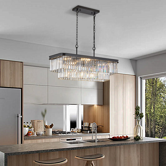Chandeliers Rectangular Crystal Chandelier Adjustable E12 Lights