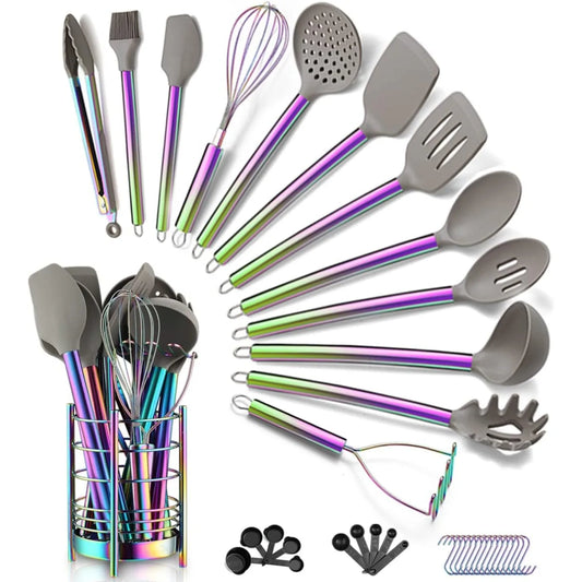 Hign Concerned Silicone Kitchen Utensils Set With Handles