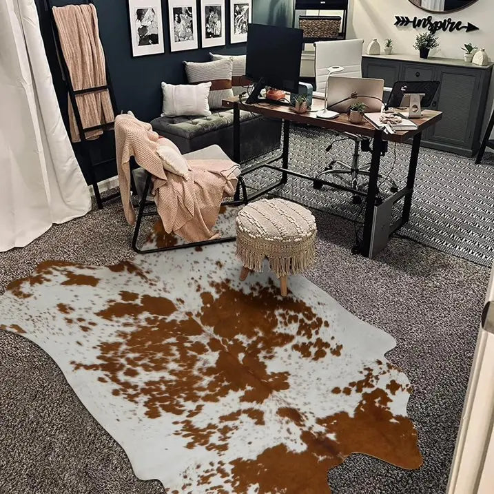 American Style Animal Print Rug Faux Fur Cowhide Rug