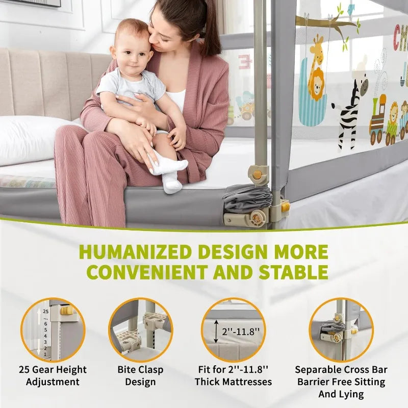 Bed Rails for Queen Bed, 3 PCS Baby Bed Rail Guard