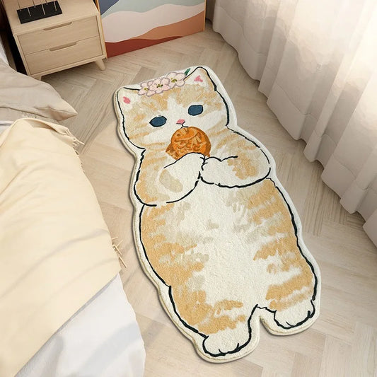 Anti Slip Bedroom Bedside Mat Lovely Cat Carpet Soft Home Floor Mats Cute Cartoon Long Rug Decor Doormat