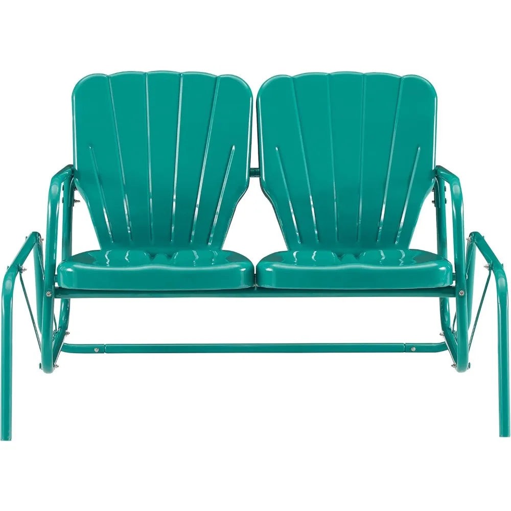 Ridgeland Retro Metal Outdoor Loveseat Glider Rocking Bench