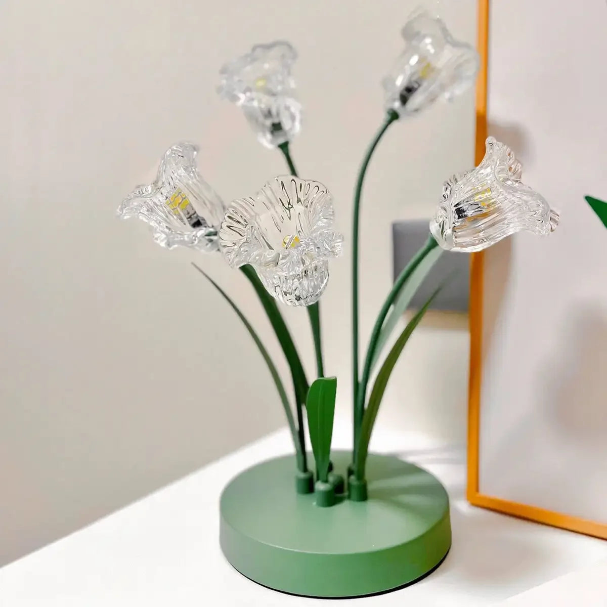 Bell Orchid Glass Table Lamp LED Night Light Ambient Glow