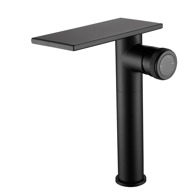 Bathroom Waterfall Basin Sink Faucet Black Brass Hot Cold Mixer