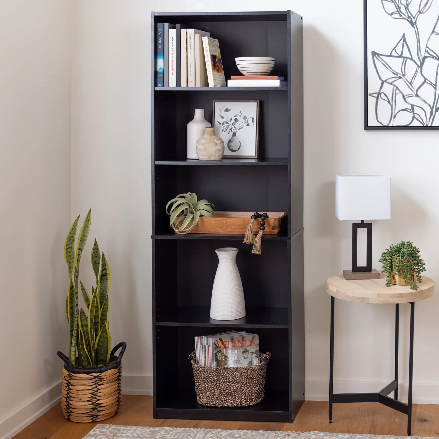 XMSJ Five Shelf Bookcase With Adjustable Shelves For Home