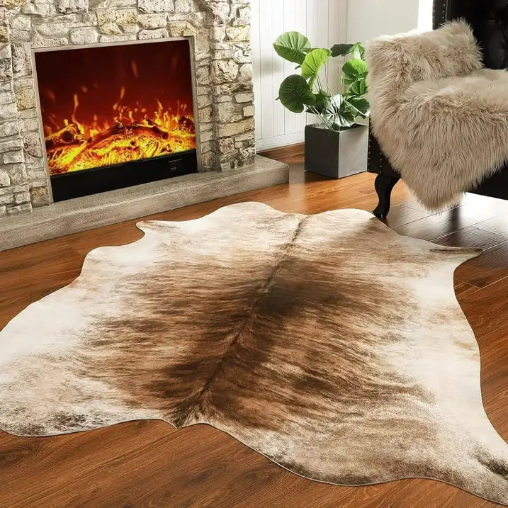 American Style Animal Print Rug Faux Fur Cowhide Rug