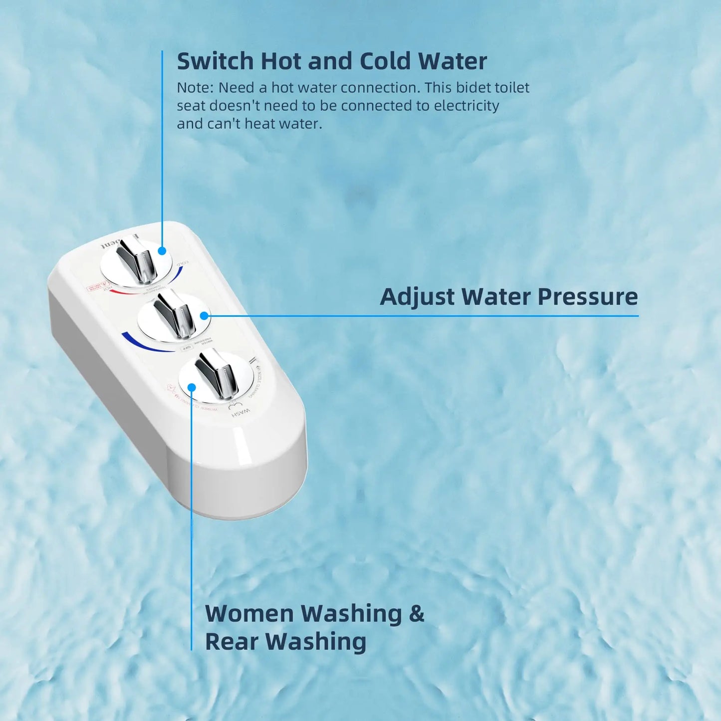 Hibbent Toilet Seat Bidet Dual Nozzle Hot Cold Water