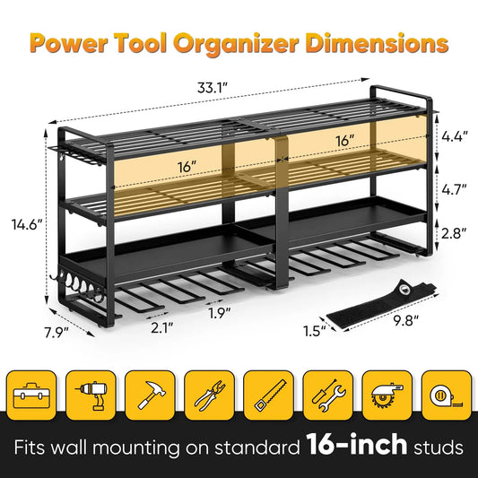 Power Tool Organizer Wall Mount Four Layer Drill Rack