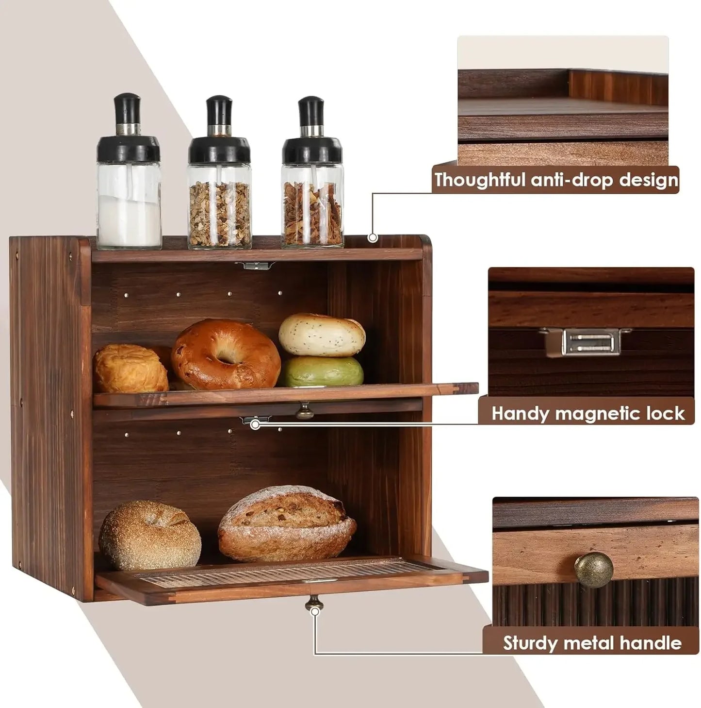 Lady Bug Limited Wooden Bread Box Countertop Keeper
