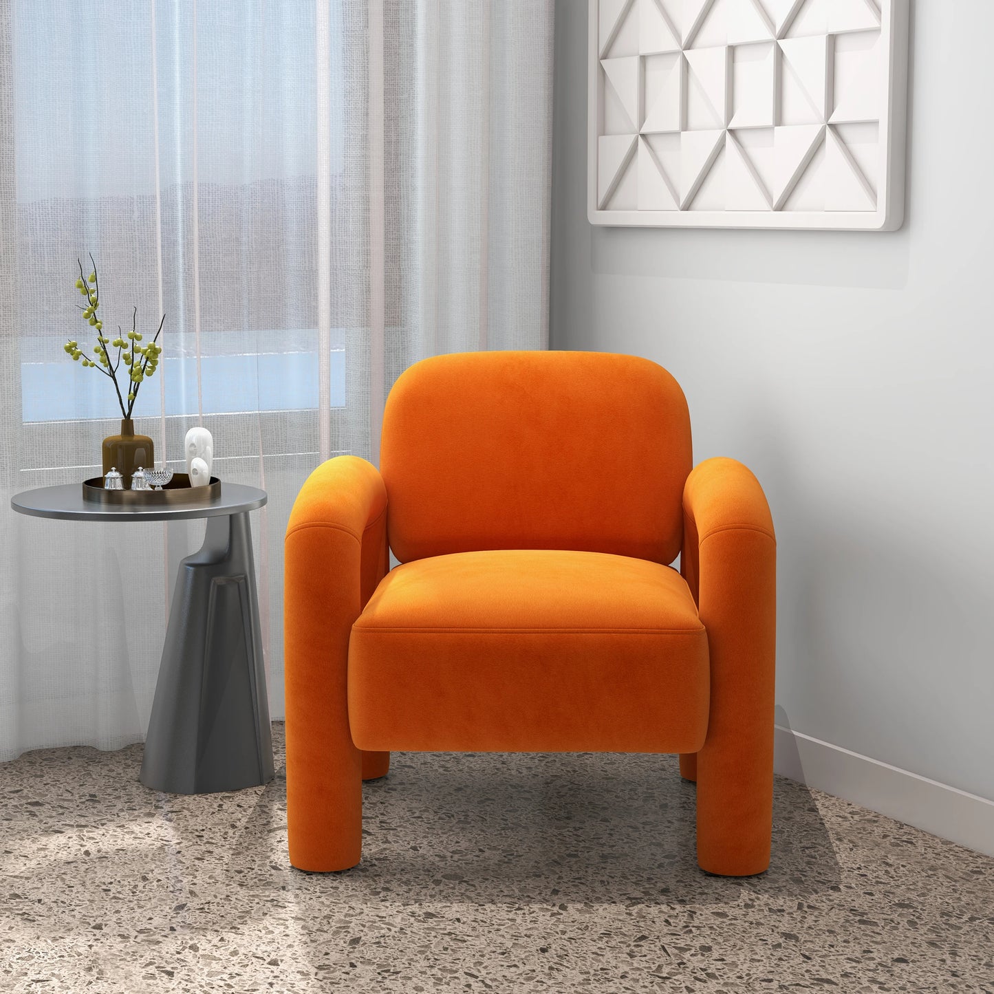 SEYNAR Mid Century Modern Velvet Upholstered Accent Chair