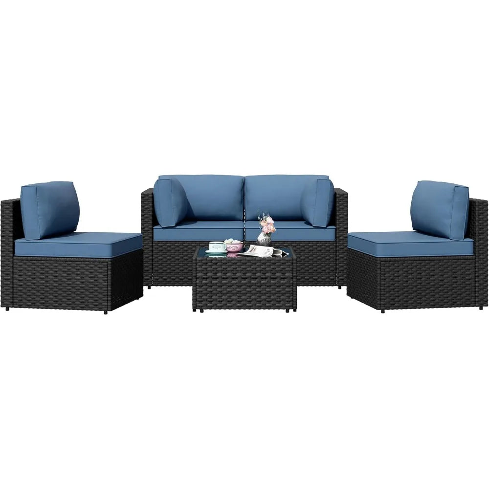 Outdoor PE Wicker Sectional Sofa Set With Coffee Table