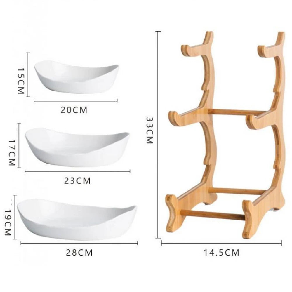Hign-concerned 3 Layer Fruit Plate Plastic Snack Dish Stand