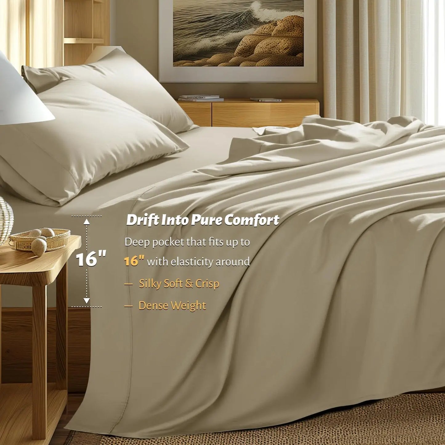 100 Percent Egyptian Cotton Queen Size Sheets Set 1000 Thread Count Luxury Breathable Cooling Bedding 16 Inch Deep Pocket 4 Piece Set