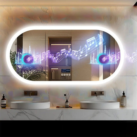 BORWART Oval Led Vanity Mirror With Bluetooth Display