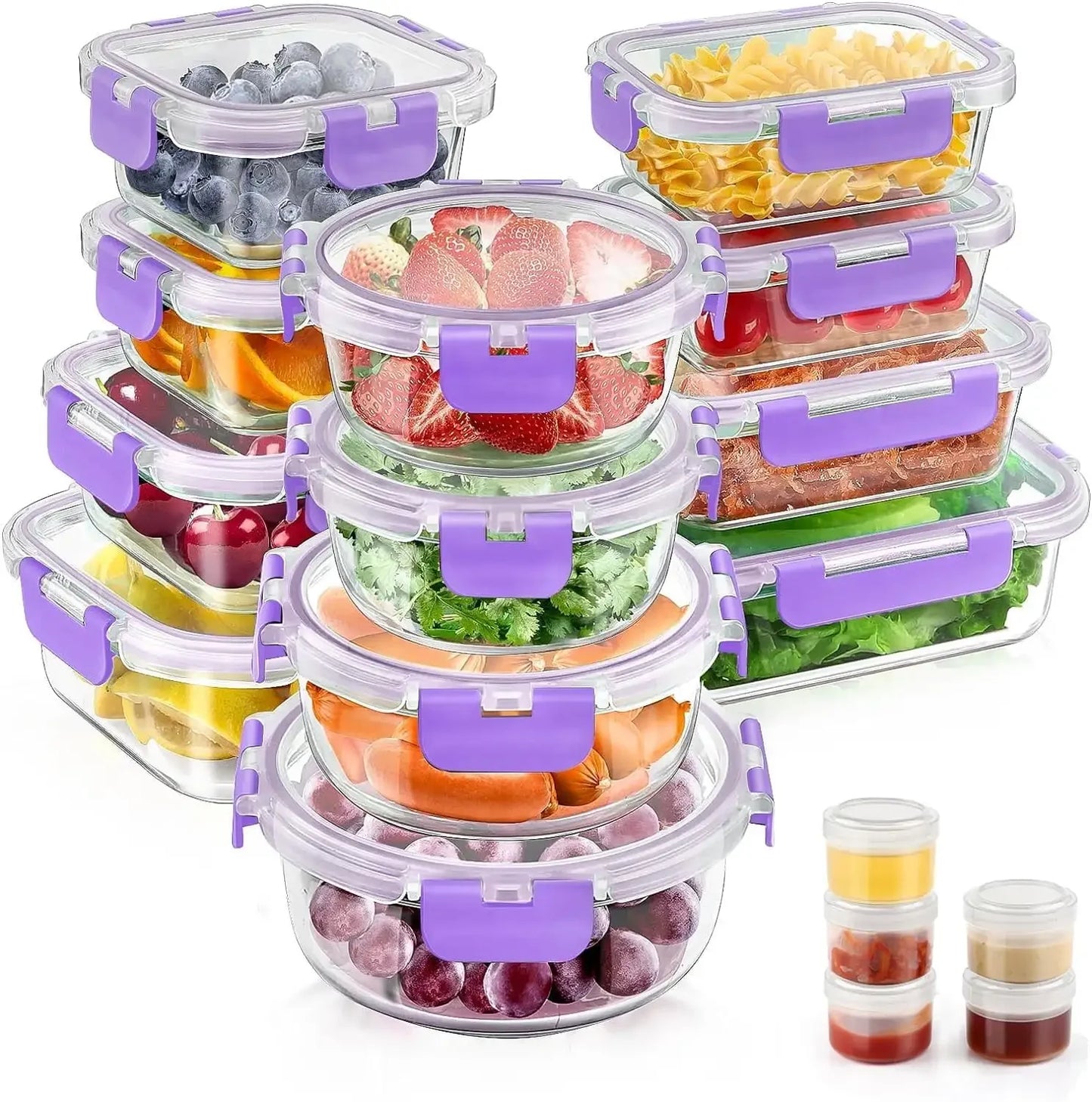 Glass Food Storage Containers with Lids Set, Airtight Meal Prep Containers
