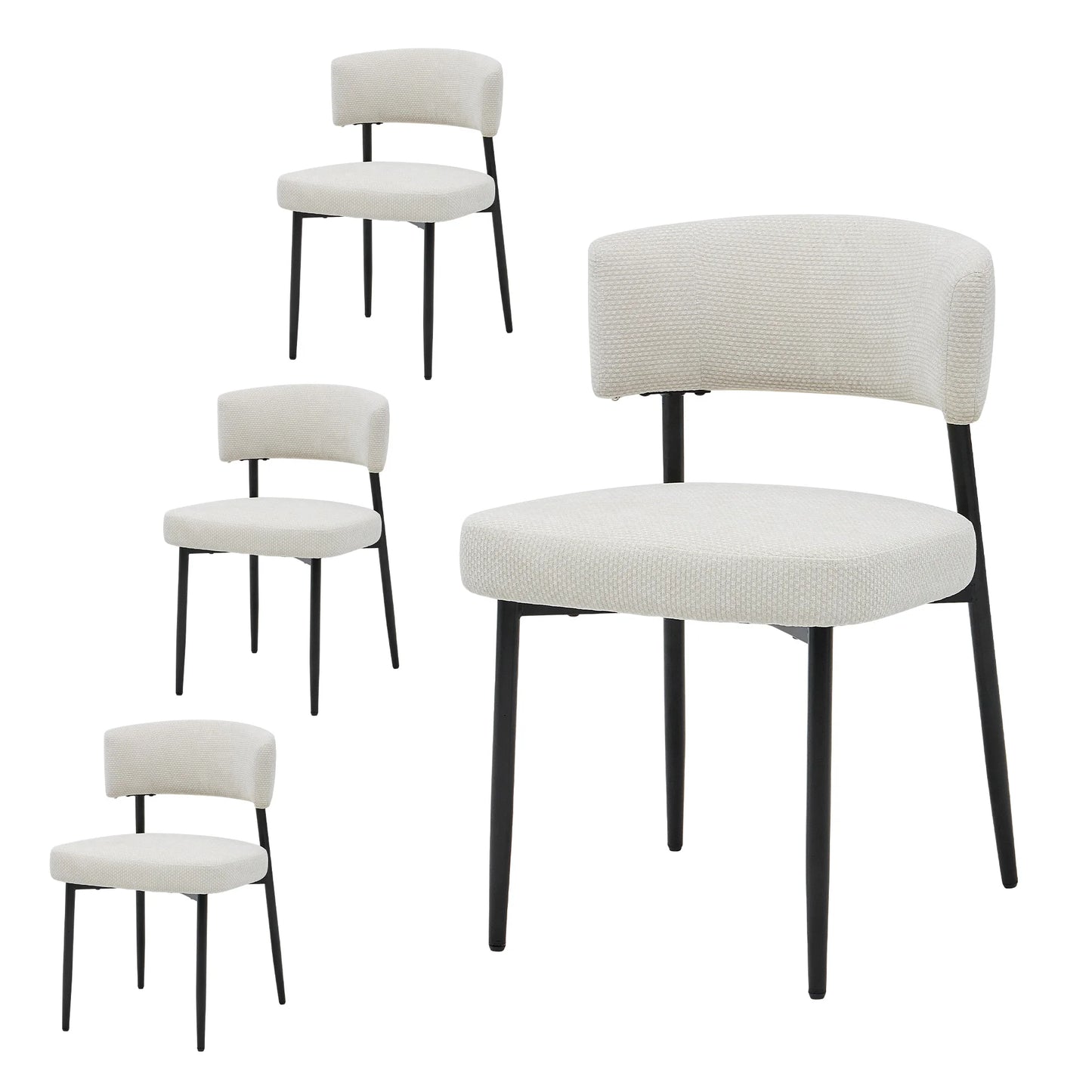 JHK Round Dining Chairs Set of 4 Breathable Fabric Modern Mid Century
