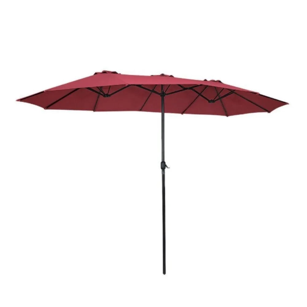 Outdoor 15 Feet Steel Market Patio Umbrella Double Sided Twin Umbrella with Crank
