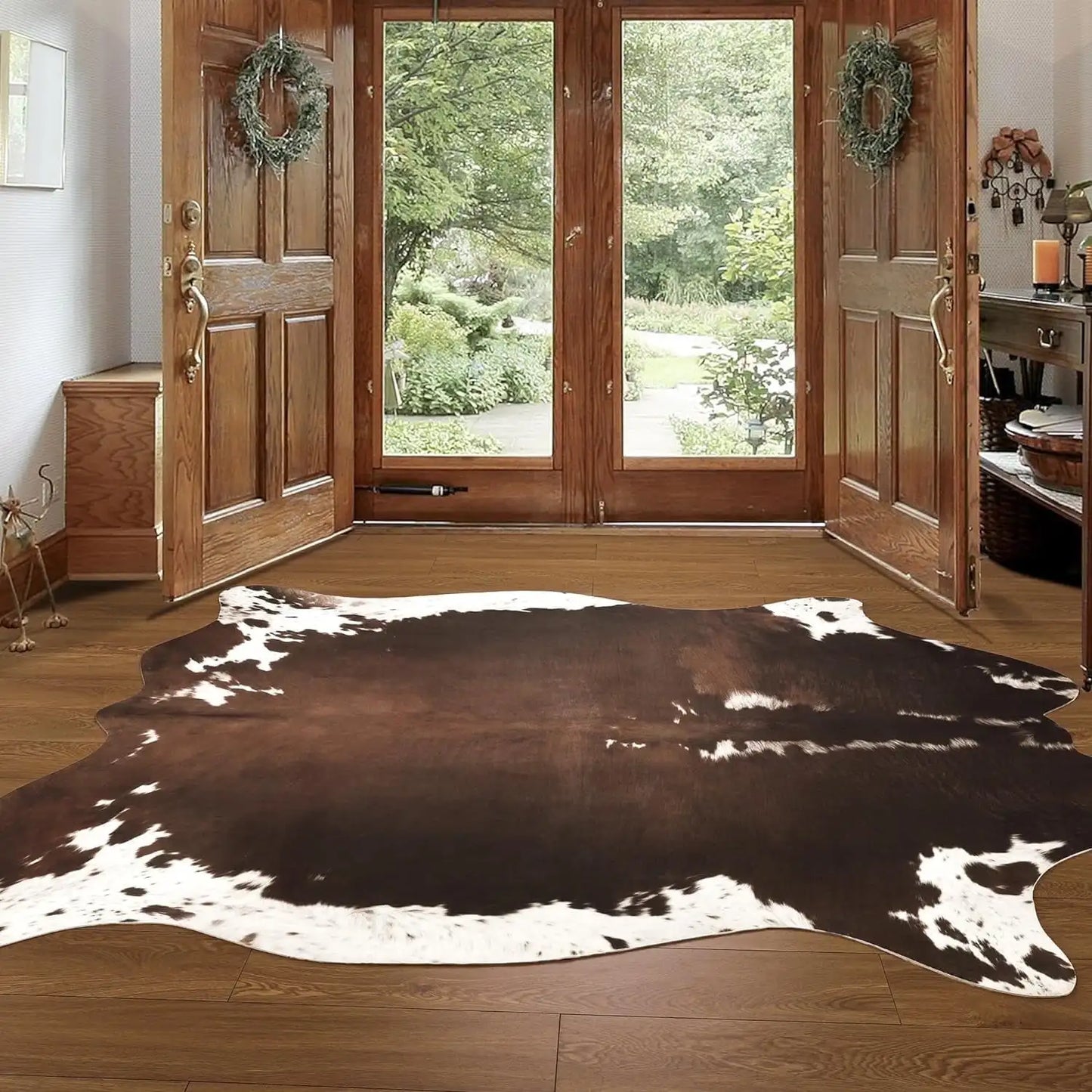 American Style Animal Print Rug Faux Fur Cowhide Rug