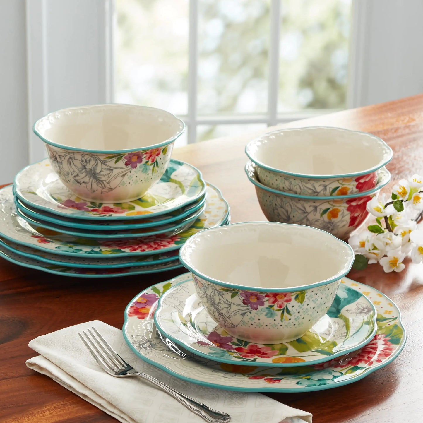 White Ceramic 12-Piece Dinnerware Set