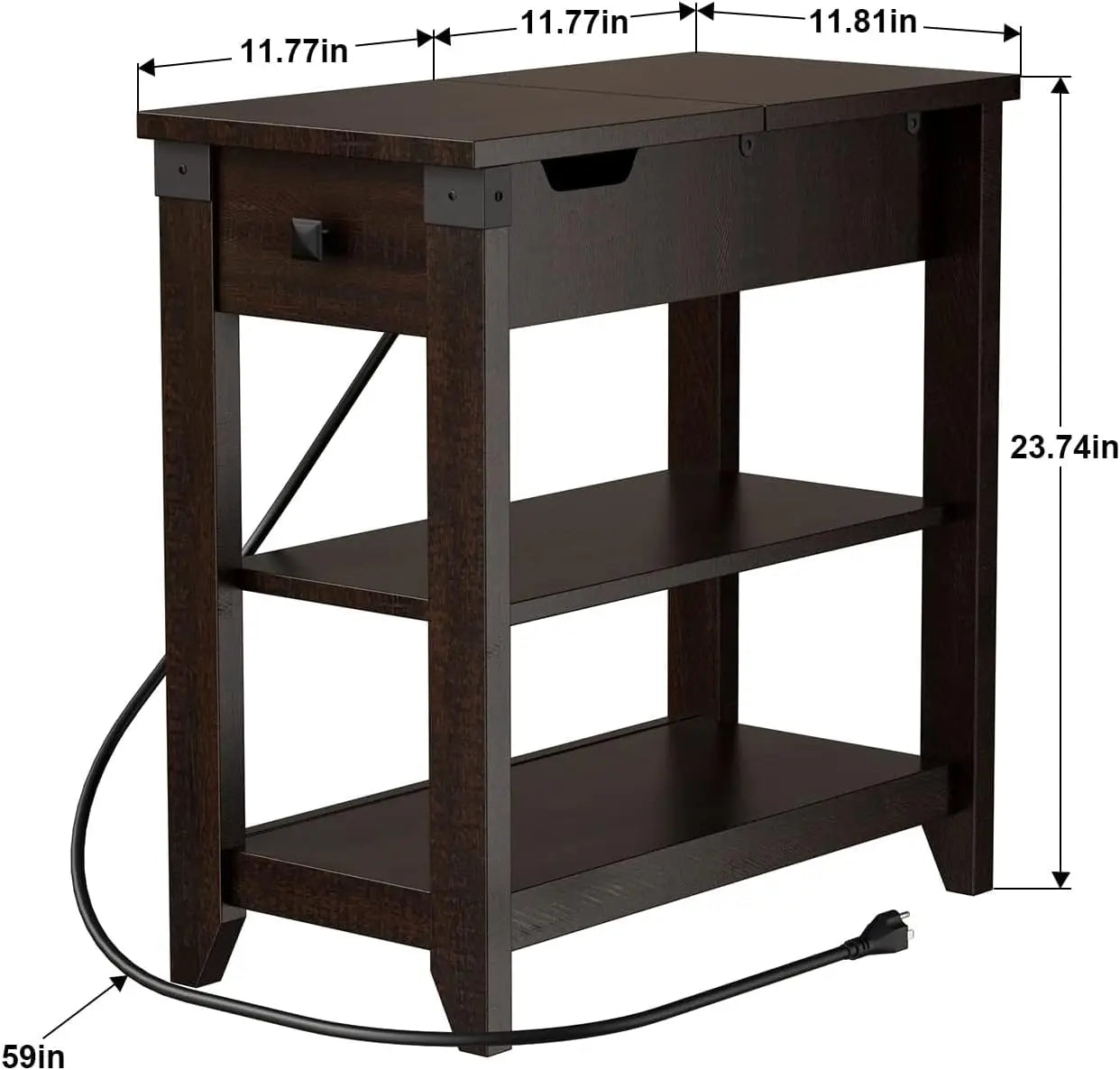 Vabches Set Of 2 End Tables With Charging Station Storage