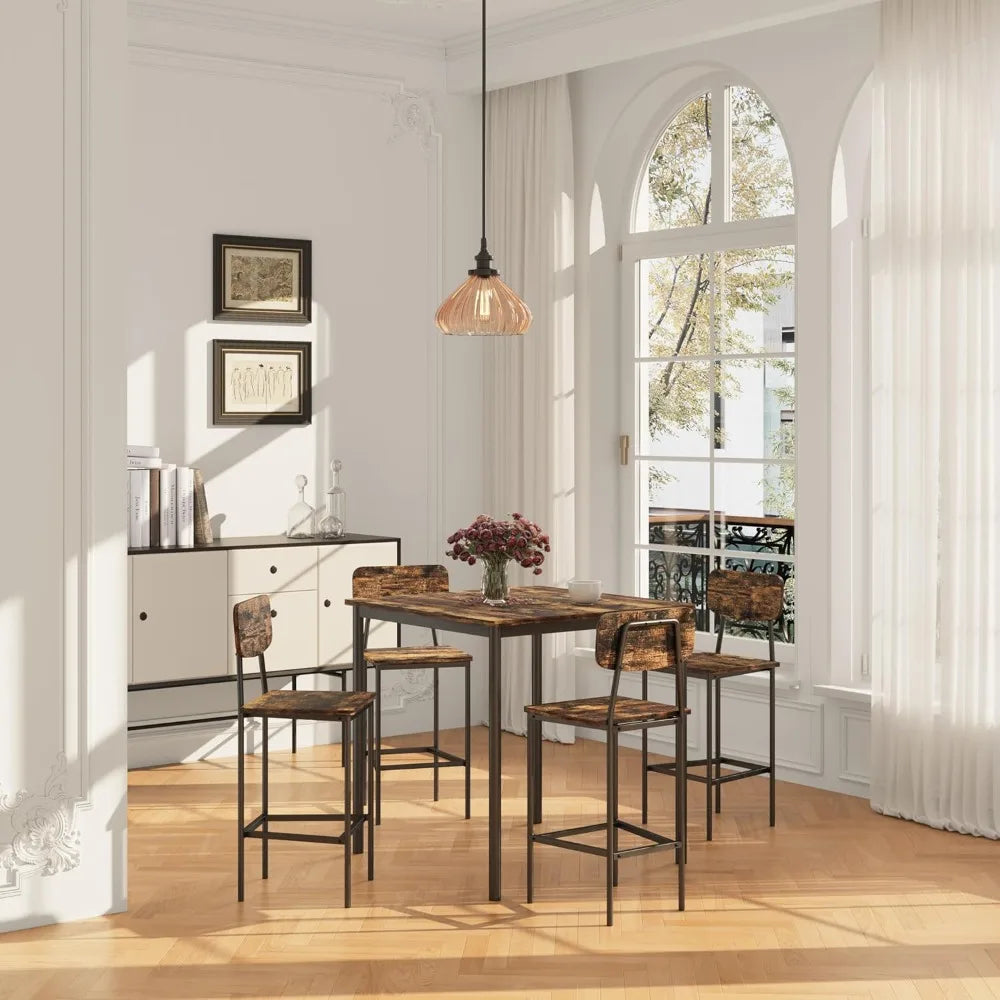 Kitchen Table and Chairs of 4, Space-Saving Dining Set