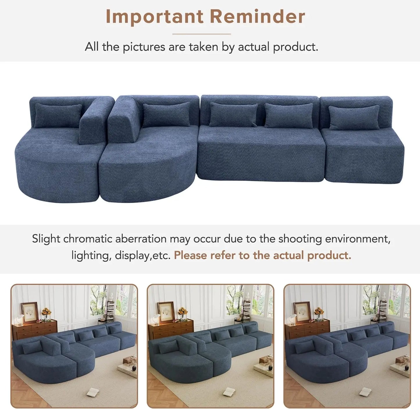 XMSJ Modular Sofa Boucle Fabric With 2 Chaise Lounges