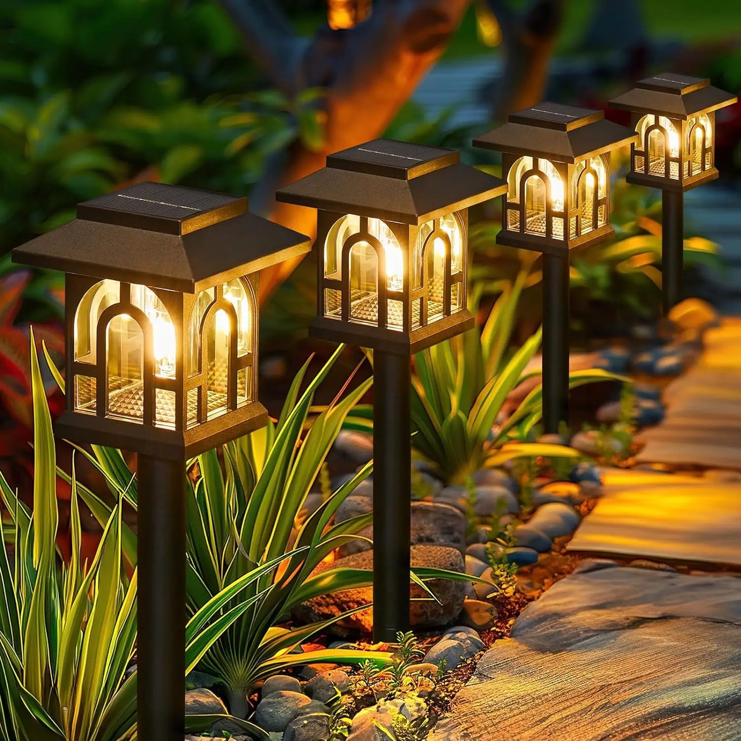 Solar Pathway Lights Outdoor Auto On Off Garden Lawn Patio