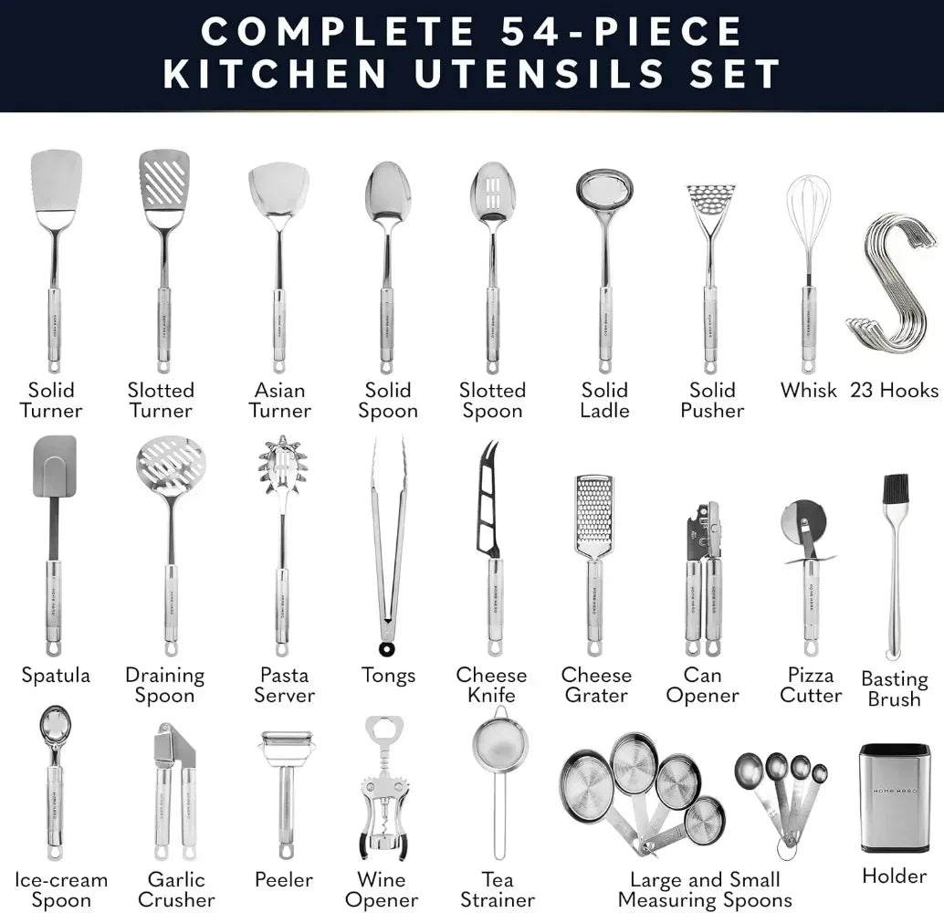 Stainless Steel Kitchen Utensils Set Nonstick Heat Resistant Cooking Essentials
