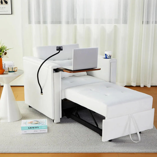 Velvet Convertible Chair Bed, 3 in 1 Multi-Functional Sleeper