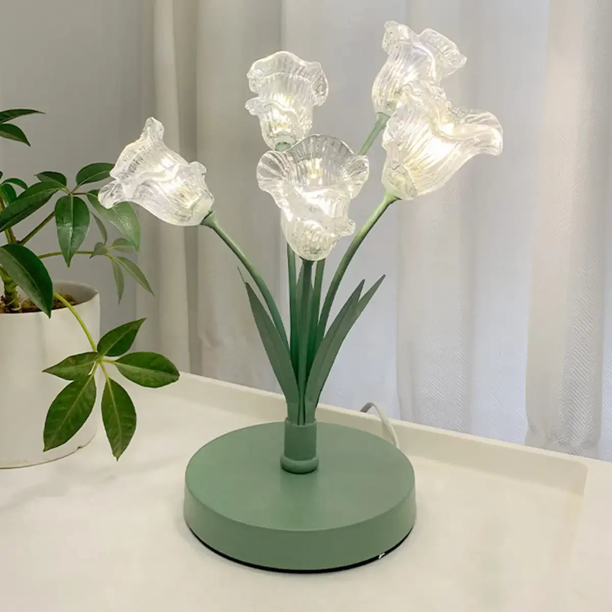 Bell Orchid Glass Table Lamp LED Night Light Ambient Glow