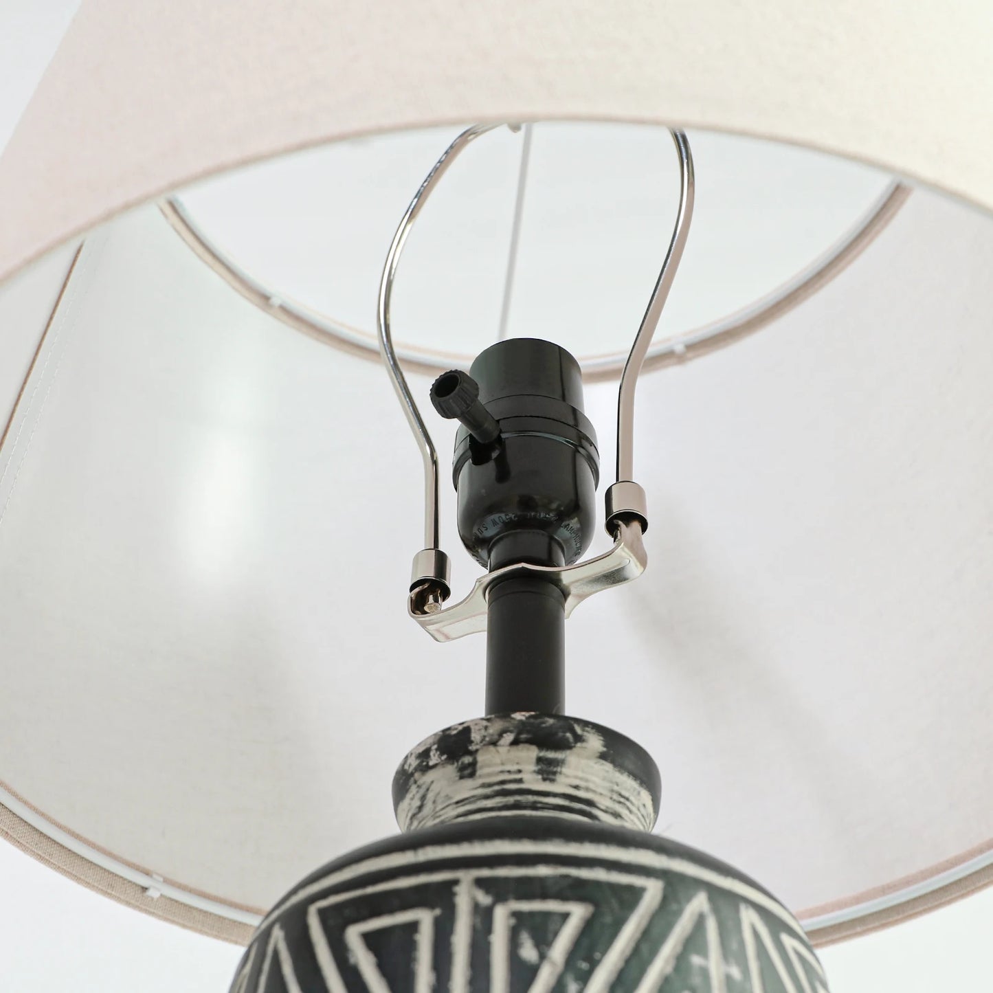 STANBOW Geometric Ceramic Table Lamp With Linen Shade