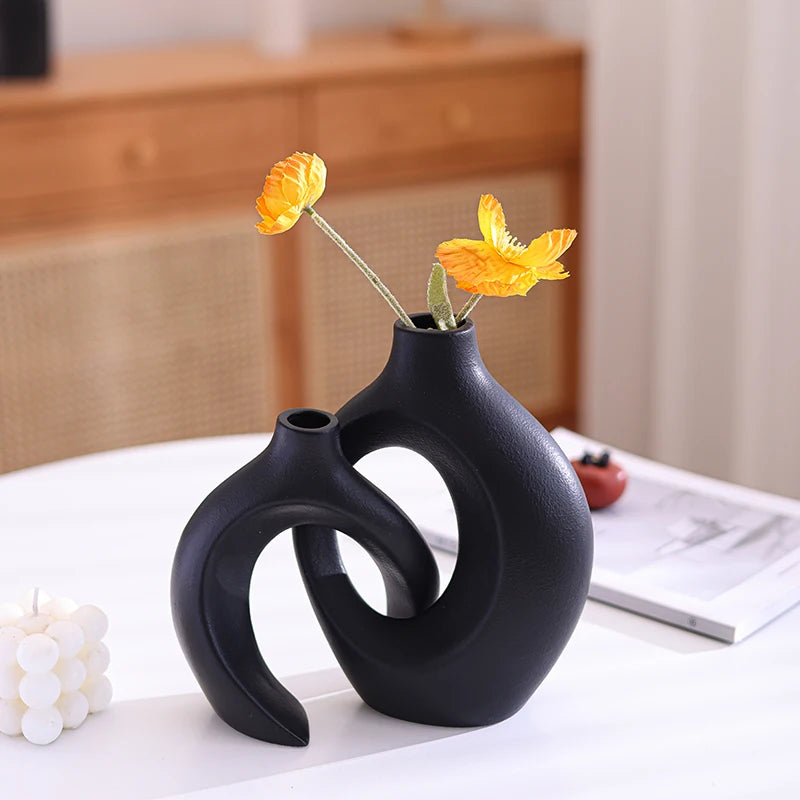 2pc Ceramic Vase Artwork for Living Room Bedroom Cafe Decor