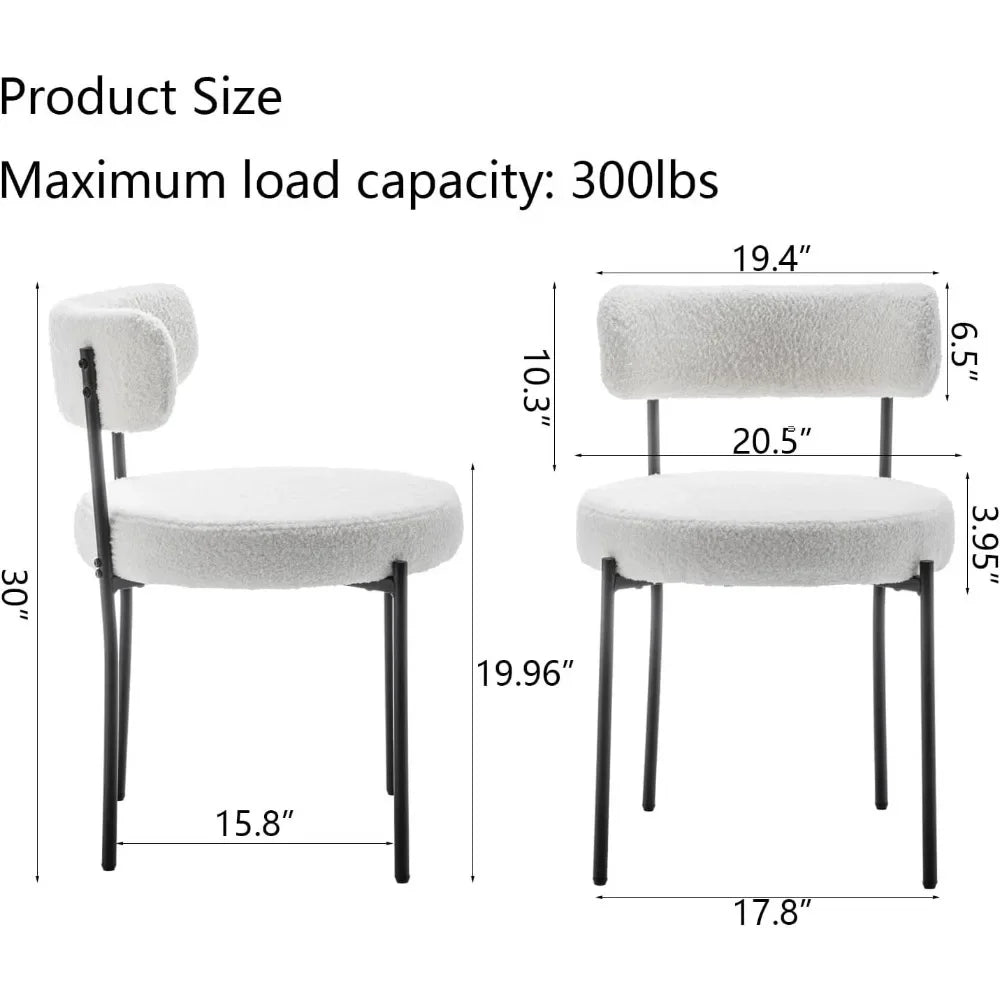 Boucle Upholstered Dining Chairs Set of 4 With Metal Legs