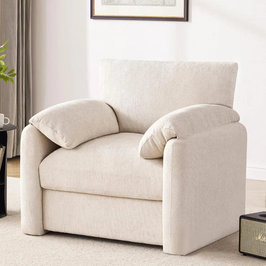 Chenille Oversized Armchair 38.6 Inch Wide Accent Chairs for Living Room and Bedroom Modern Lounge Chair Upholstered Mid Century