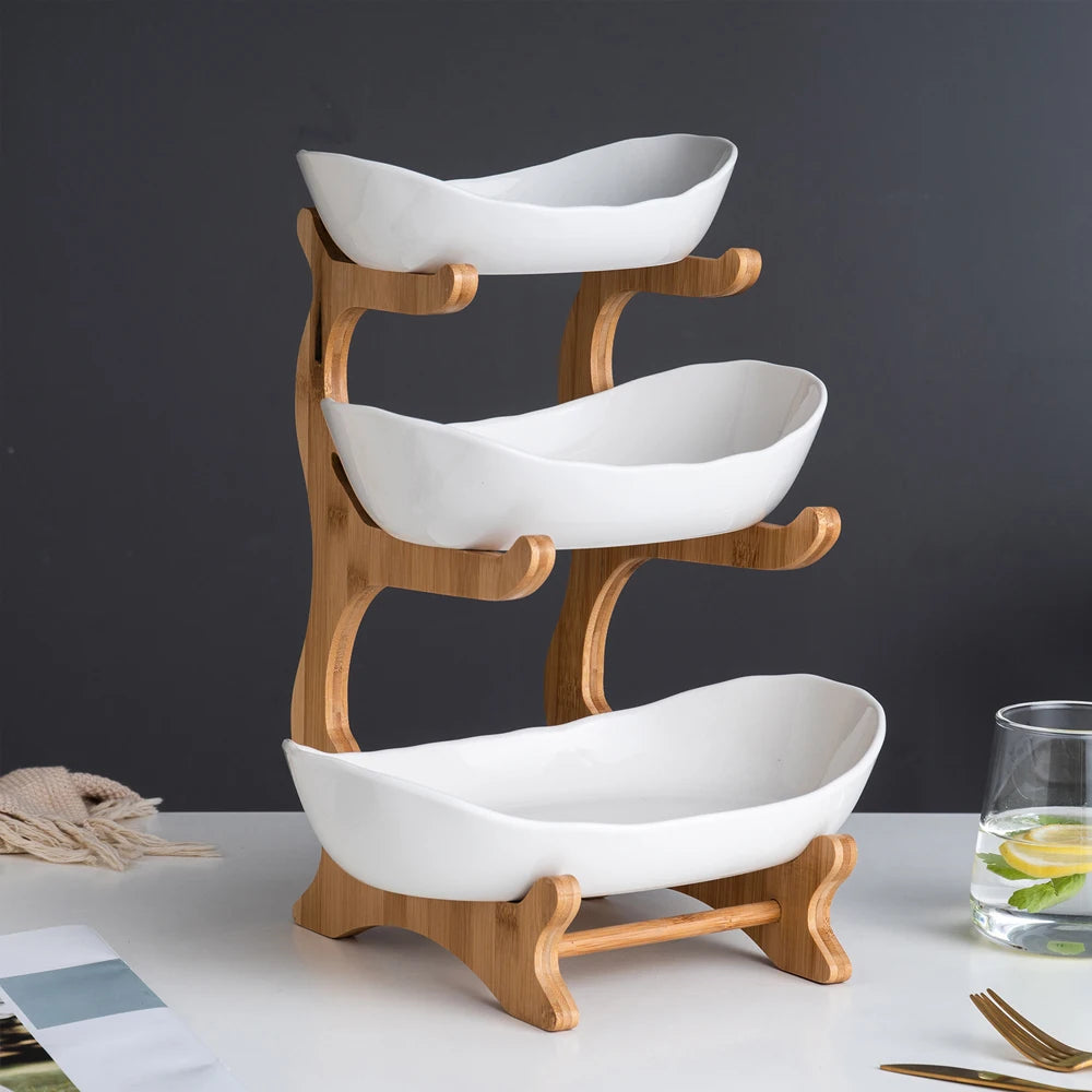 Hign-concerned 3 Layer Fruit Plate Plastic Snack Dish Stand