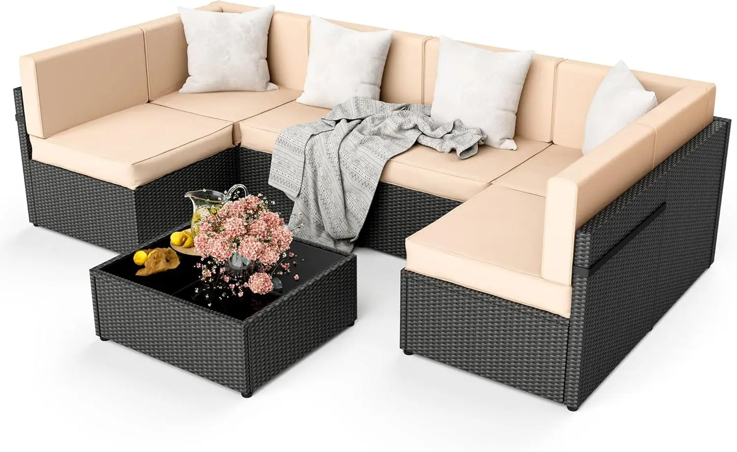 Angduo 7 Piece Modular Outdoor Sectional Set for Patio