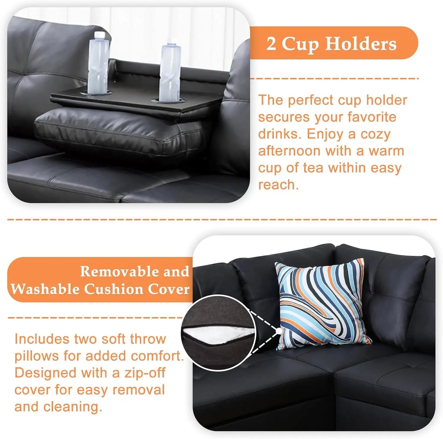 XMSJ Modern Sectional Sofa Couch L Shape With Chaise Lounge
