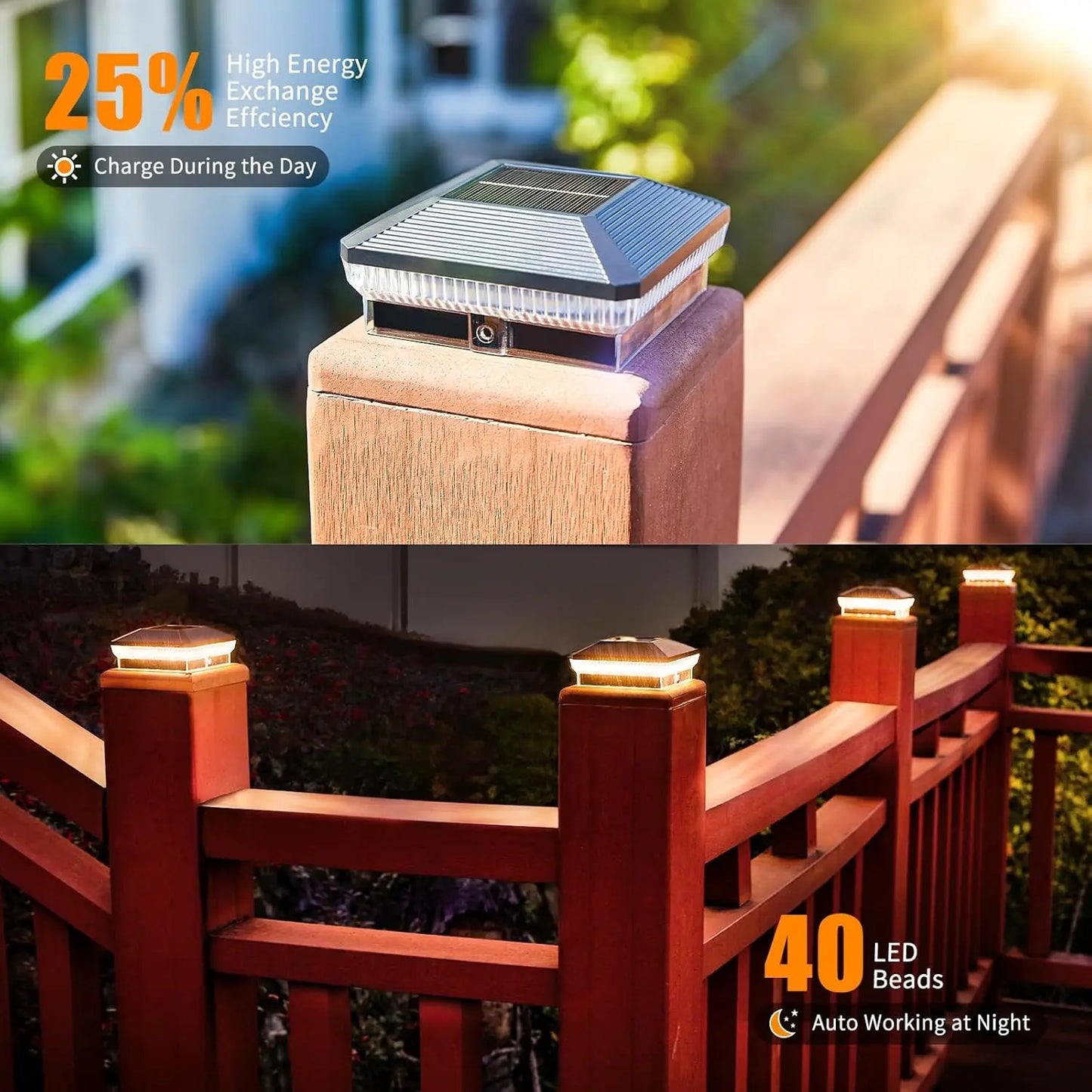 6 Pack 4x4 Solar Post Lights Outdoor with 40 LEDs 30 Lumens
